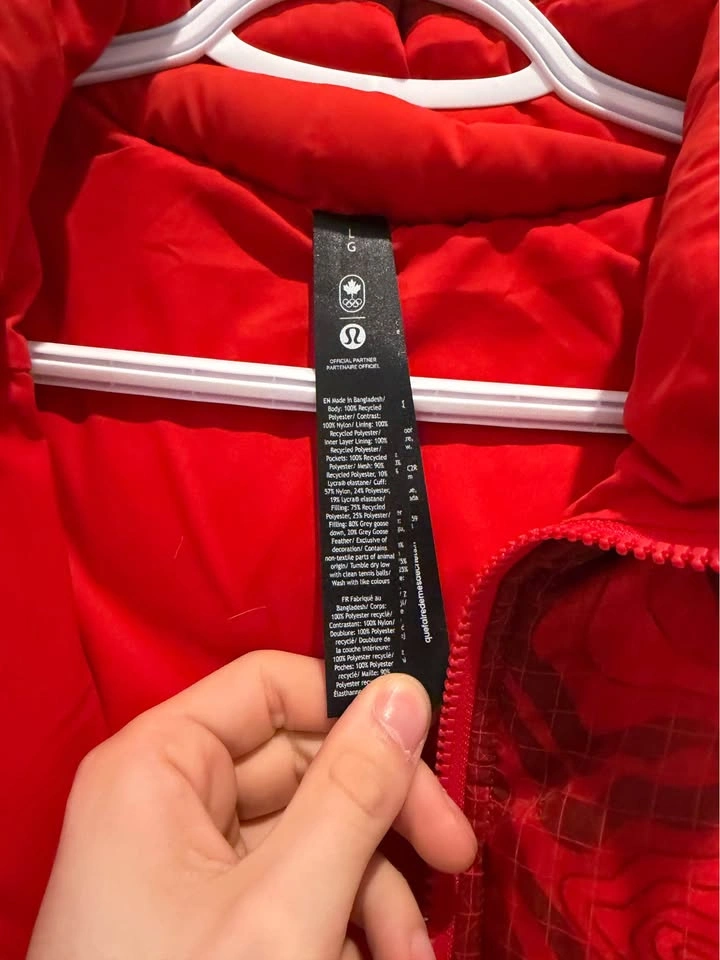 Lululemon Team Canada Olympics Down Puffer Jacket Size Large - photo 3