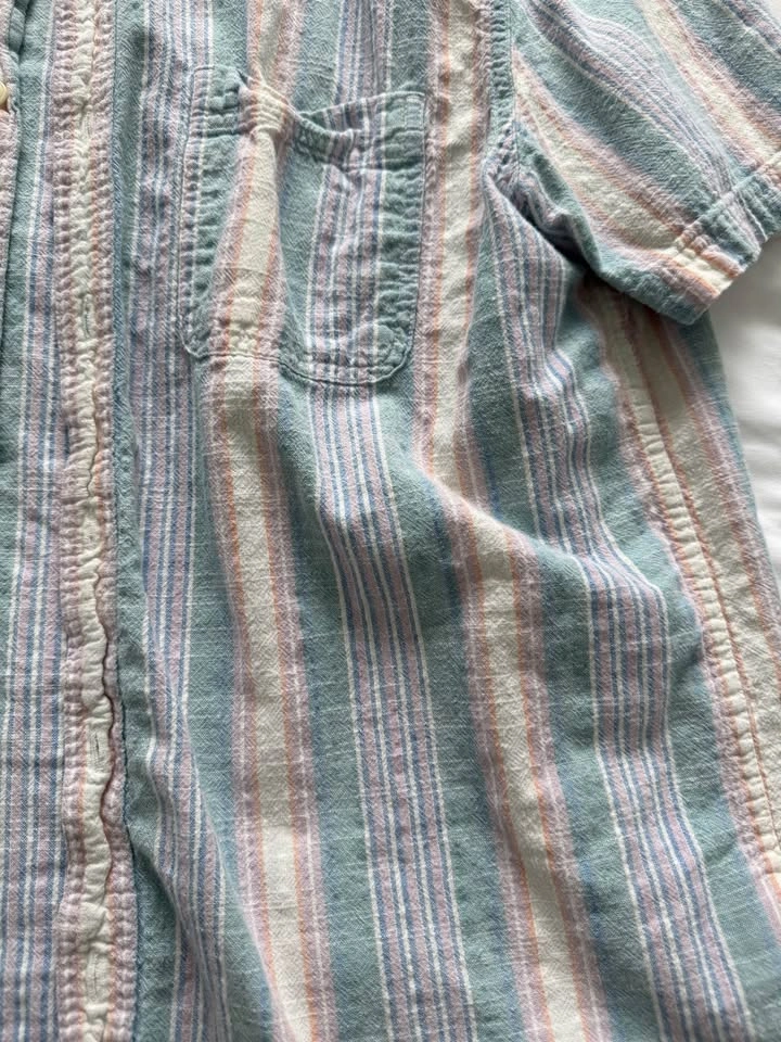 American Eagle Short Sleeve Striped Button Down Shirt large - photo 2
