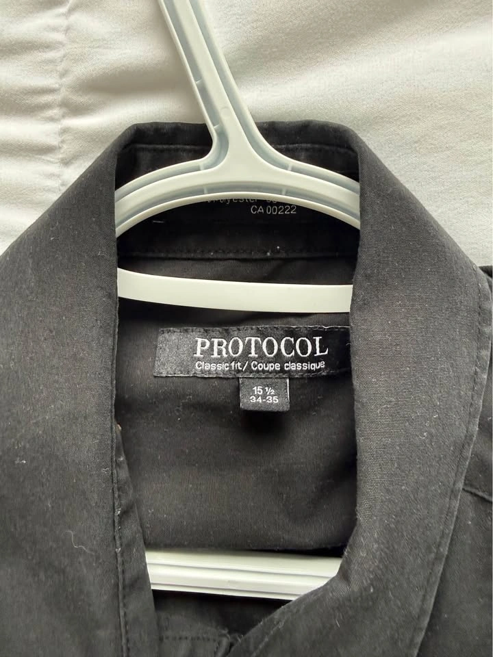 Protocol Classic Fit Black Long Sleeve Dress Shirt - photo 3