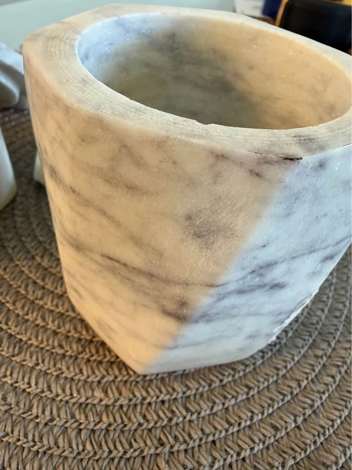 Hexagonal Marble Canister Set of 2 - photo 3