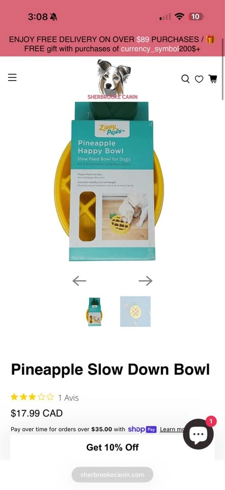 ZippyPaws Pineapple Happy Bowl Slow Feed Dog Bowl - photo 4