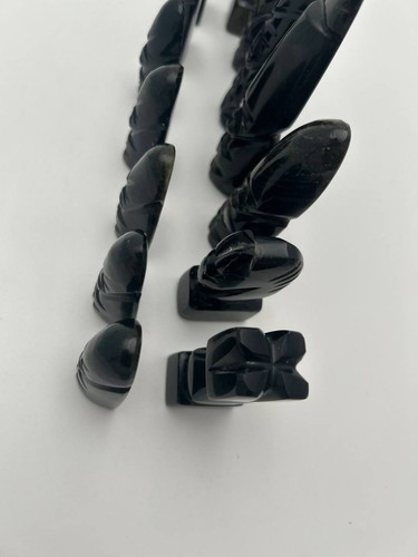 Egyptian Style Black Goldstone White Chess Pieces Set of 32 - photo 5