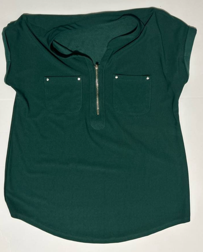 Lily Morgan Women's S Dark Green Sleeveless Quarter Zip Top