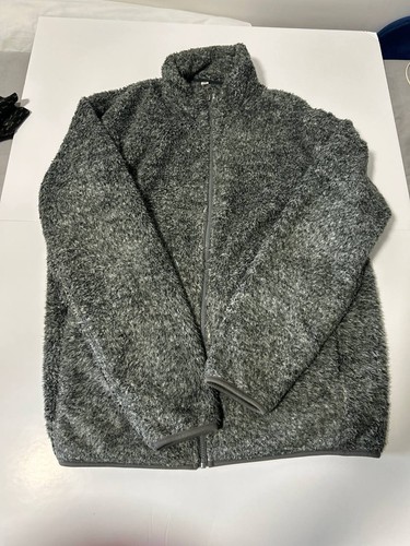 Uniqlo Men’s Fluffy Yarn Fleece Full Zip Jacket Gray Size Large