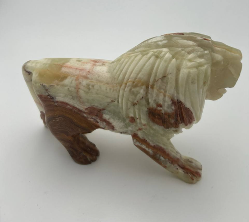 Large Hand Carved Green Onyx Lion Figurine 6 lb Natural Stone Sc