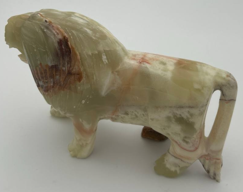 Large Hand Carved Green Onyx Lion Figurine 6 lb Natural Stone Sc - photo 2