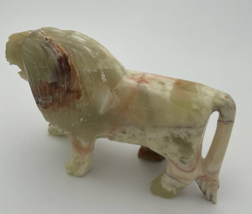 Large Hand Carved Green Onyx Lion Figurine 6 lb Natural Stone Sc - photo 4