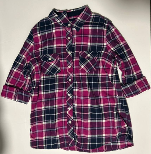 Weatherproof Vintage Women's L Pink Navy Plaid Flannel Shirt