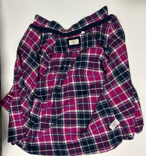 Weatherproof Vintage Women's L Pink Navy Plaid Flannel Shirt - photo 2