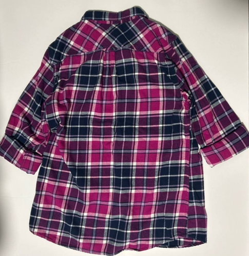 Weatherproof Vintage Women's L Pink Navy Plaid Flannel Shirt - photo 3