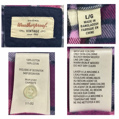Weatherproof Vintage Women's L Pink Navy Plaid Flannel Shirt - photo 4