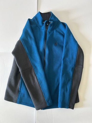 Spyder Men's L Blue Gray Full Zip Fleece Jacket Ski Hiking