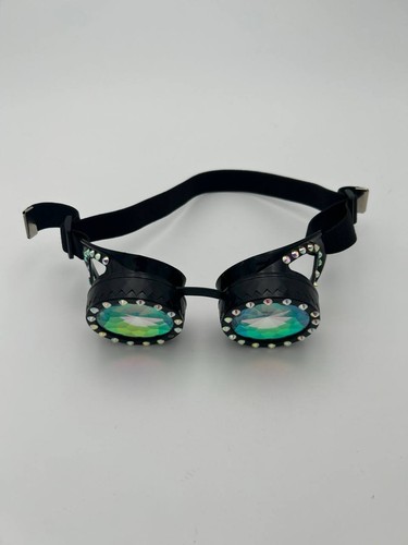 Cat Ear Kaleidoscope Goggles Rhinestone Rainbow Prism Rave - photo 3