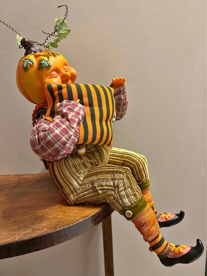 Pumpkin Head Shelf Sitter Doll – Halloween Decor 16” thumbnail
