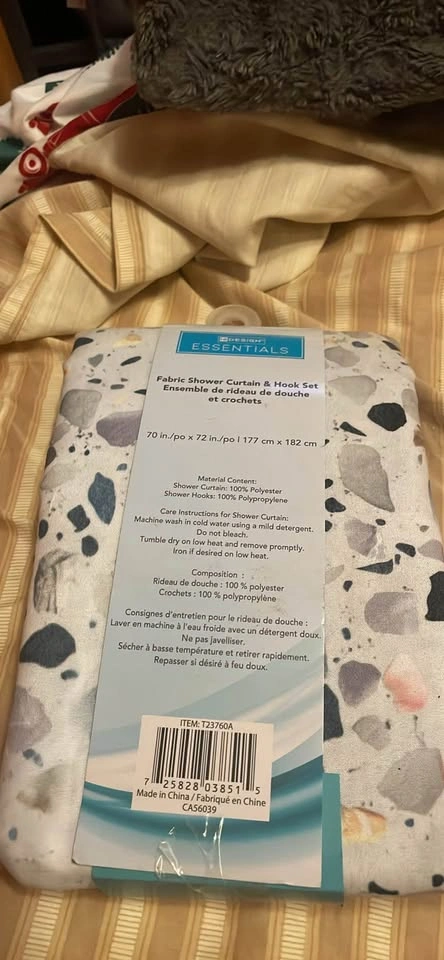 Brand new shower curtains + hook set - photo 2