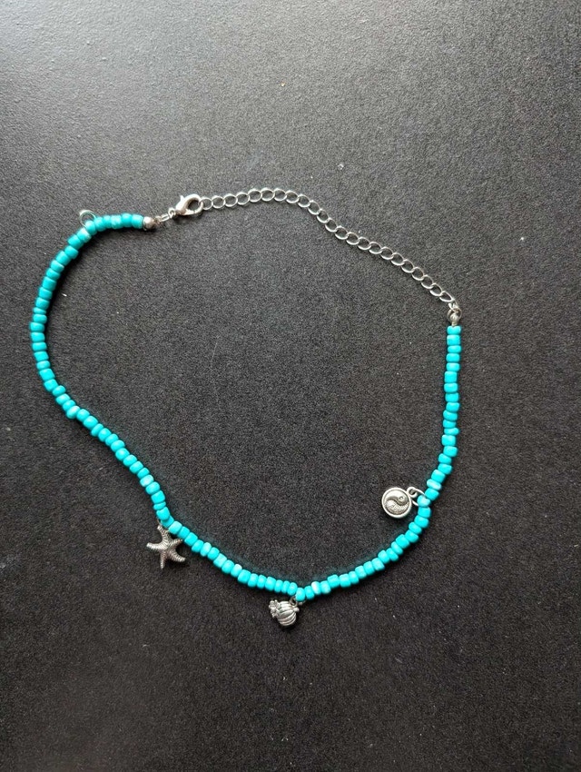 Turquoise Beaded Seashell Anklet