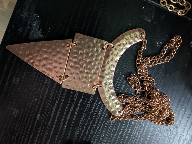 Hammered Copper Statement Necklace