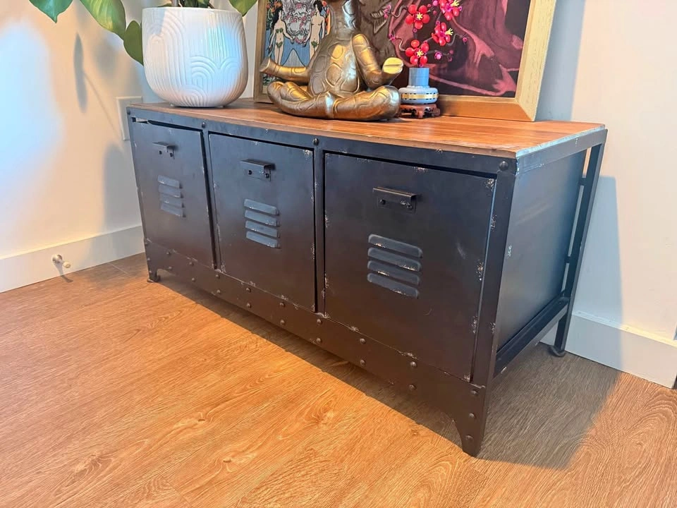 Industrial Metal and Wood 3-Drawer Storage