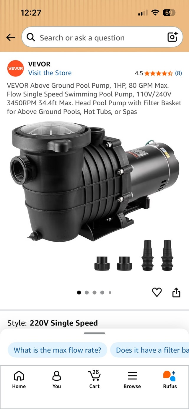 VEVOR Pool Pump - Brand New!