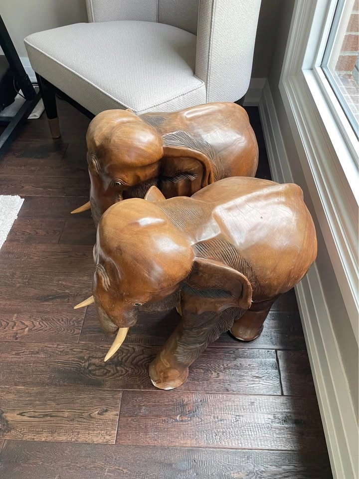 Vintage Hardwood Elephant Decor Accent Piece (Large) - photo 5