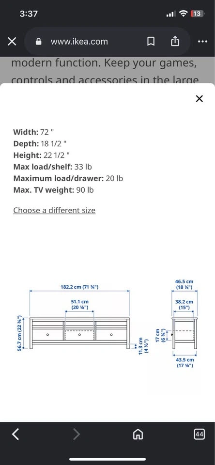 IKEA HEMNES 72” low cabinet / TV media bench - 75% off - photo 3