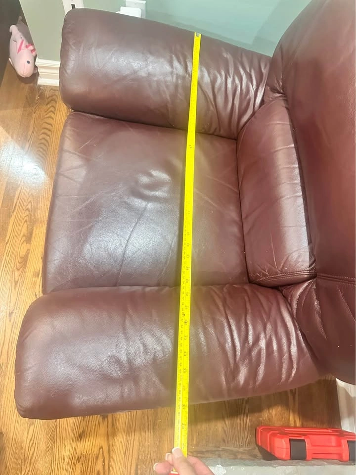 Set of 3 Burgundy / Deep Wine Leather Armchairs / Sofas - photo 3