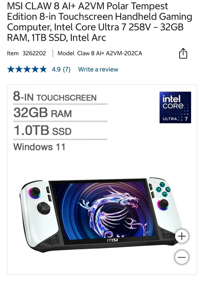 MSI CLAW handheld gaming computer