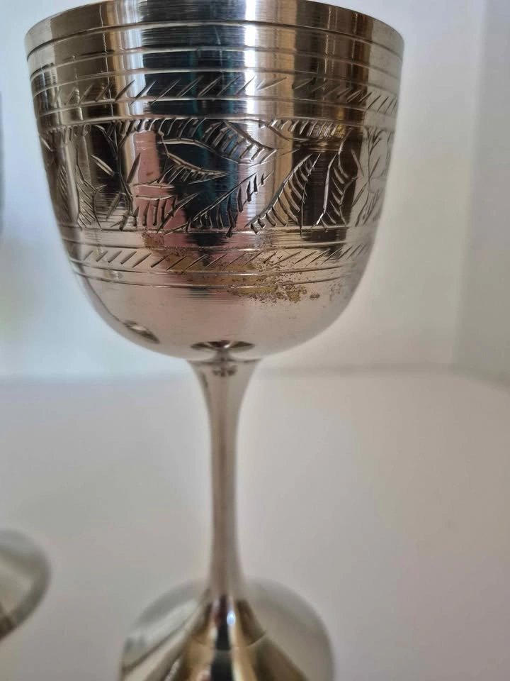 Set of 4 Vintage Silver-Plated Engraved Goblets - photo 2