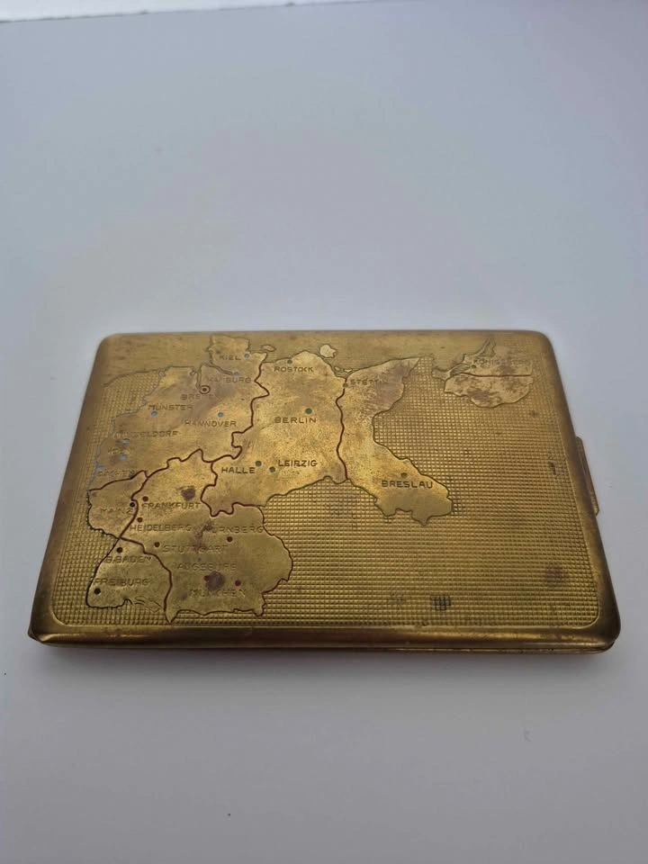 Vintage Brass German Map Cigarette Case - photo 2