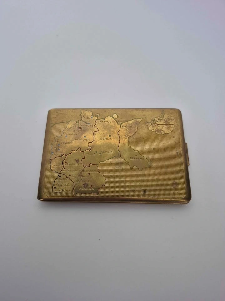 Vintage Brass German Map Cigarette Case - photo 3