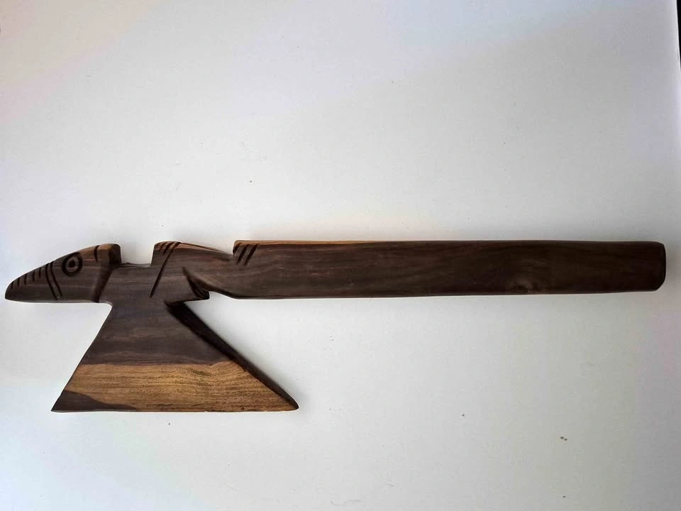 Brazilian Hand-Carved Wooden Decorative Axe