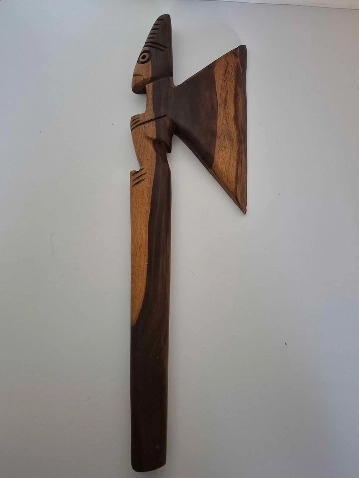 Brazilian Hand-Carved Wooden Decorative Axe - photo 2