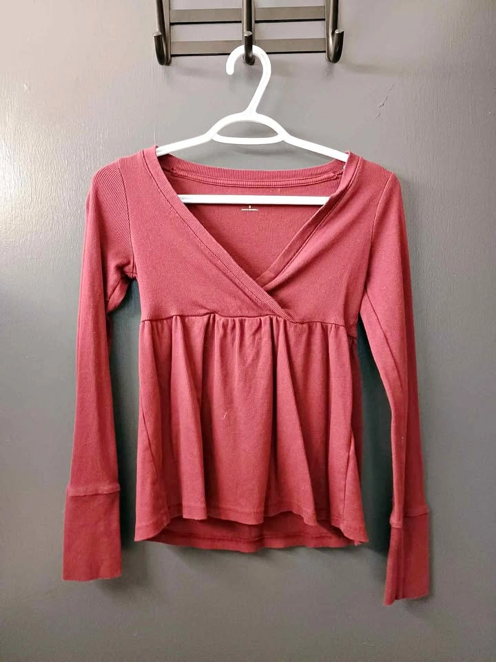 Burgundy Babydoll Longsleeve