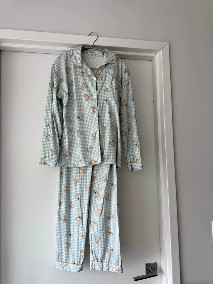 cute baby blue teddy bear pajamas (size xs)