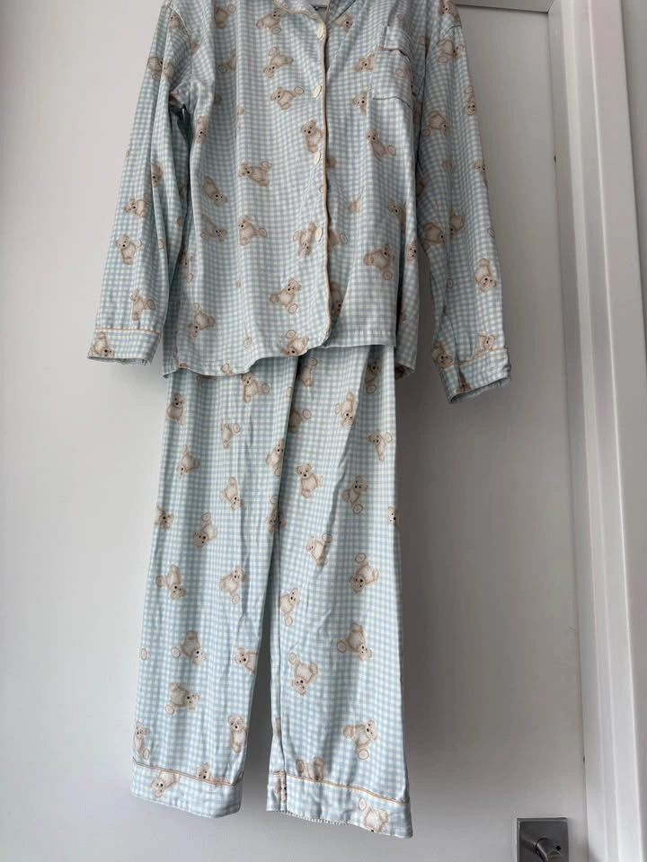 cute baby blue teddy bear pajamas (size xs) - photo 3