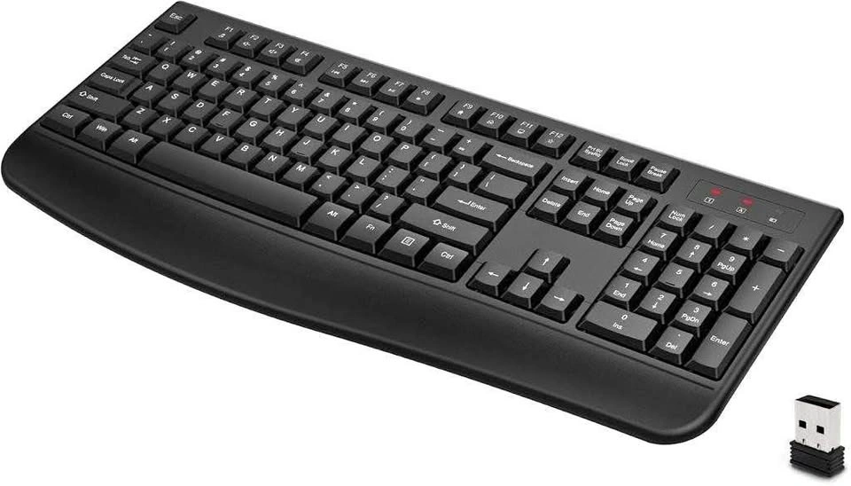 Wireless Computer Keyboard with Wrist Rest - New