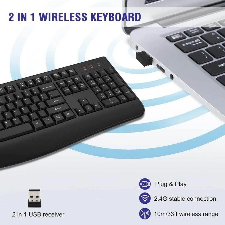 Wireless Computer Keyboard with Wrist Rest - New - photo 2