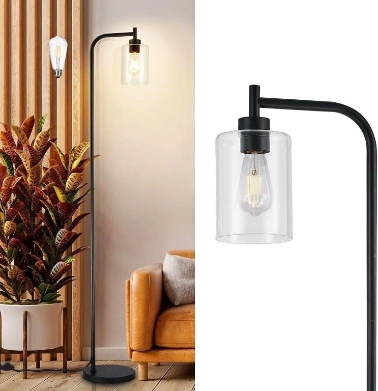Standing Lamp with Glass Shade - New