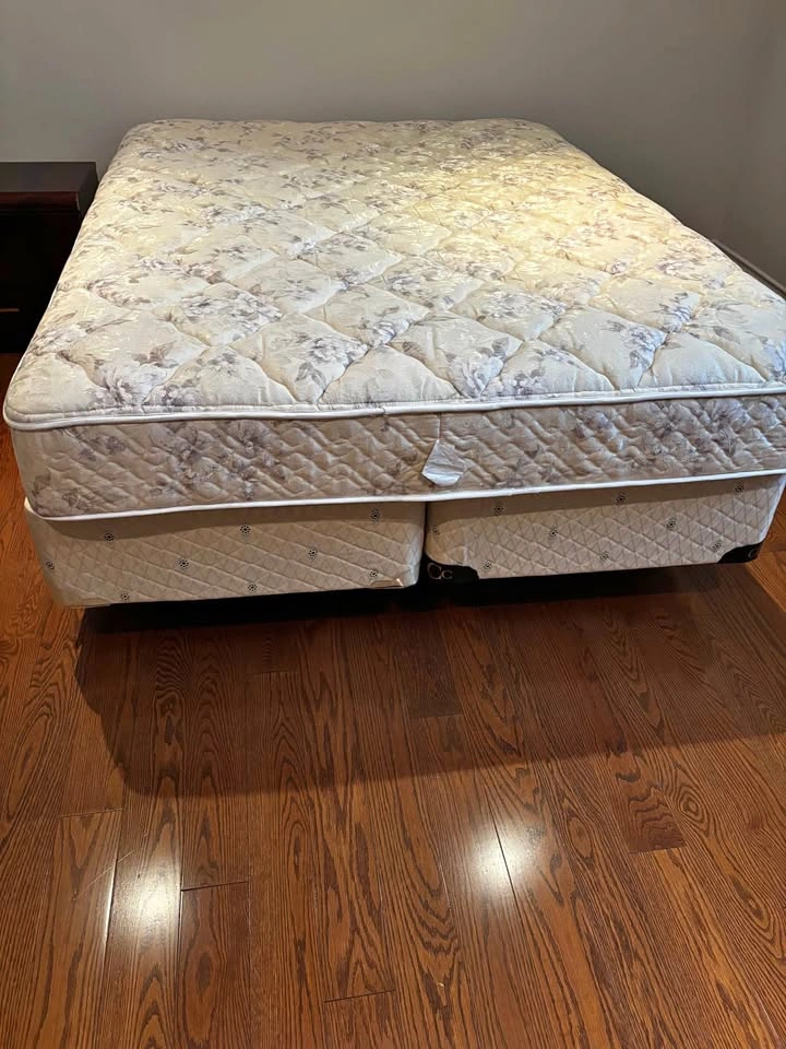 Queen Size Mattress and Split Box Spring Set plus metal frame