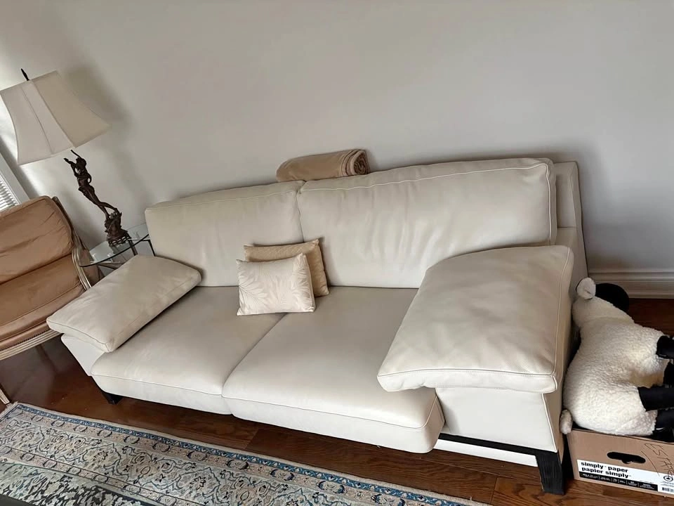 Italian White Leather Sofa