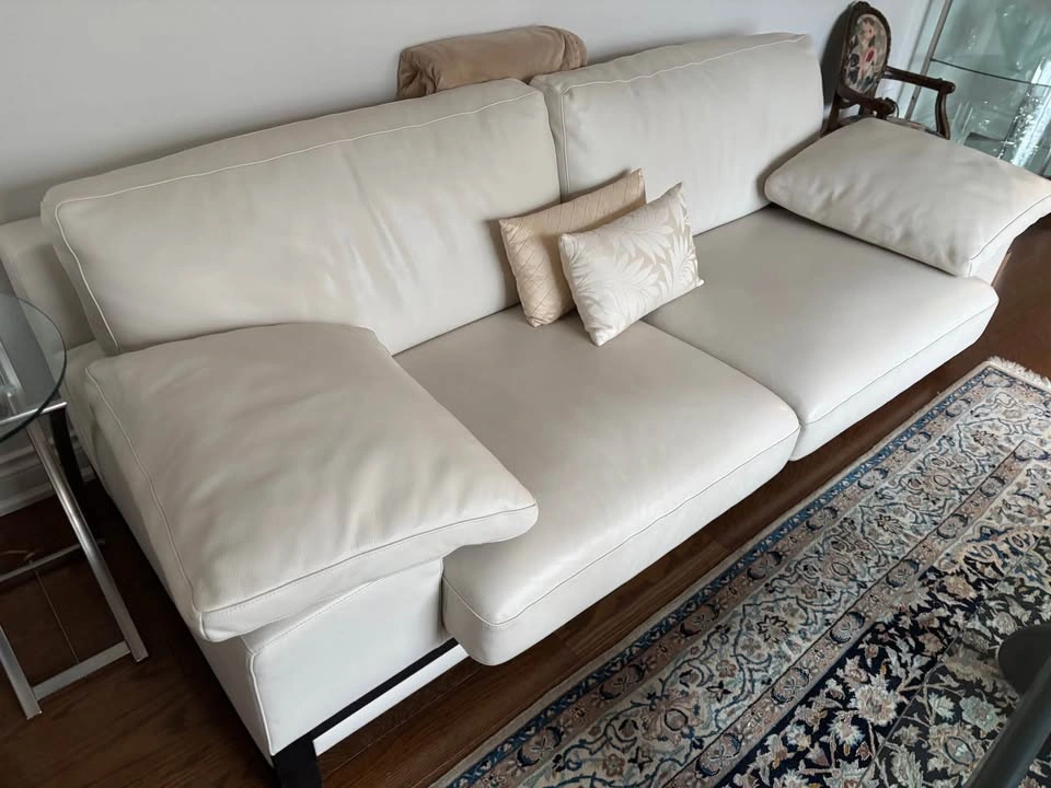 Italian White Leather Sofa - photo 2
