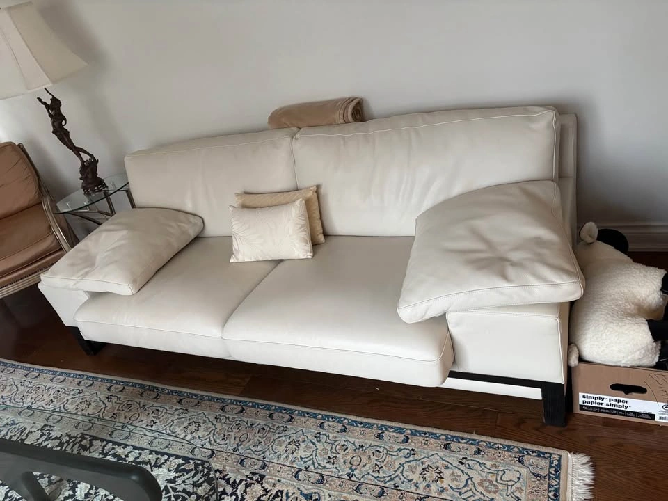 Italian White Leather Sofa - photo 3
