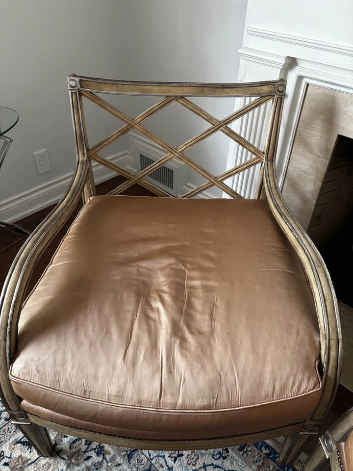 Pair of French Style Lattice Back Armchairs - photo 2