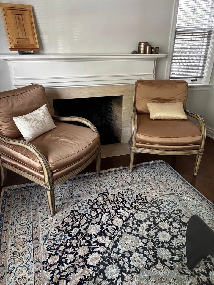 Pair of French Style Lattice Back Armchairs - photo 5