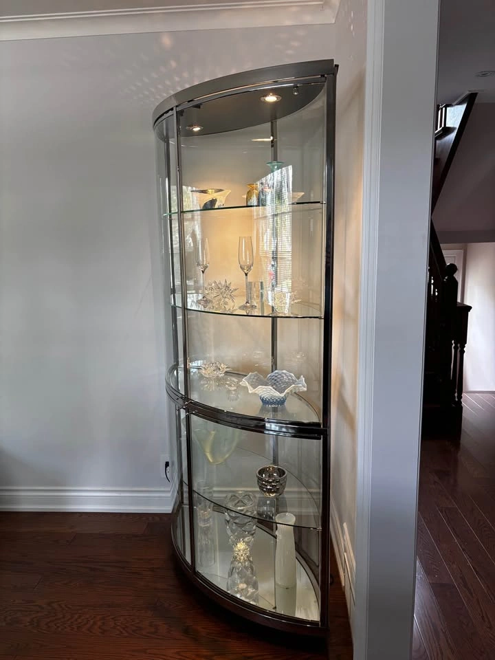 Chrome and Glass Corner Curio Cabinet - photo 3