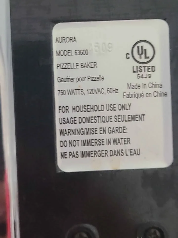 Aurora Pizzelle Baker Model 63600 - photo 3