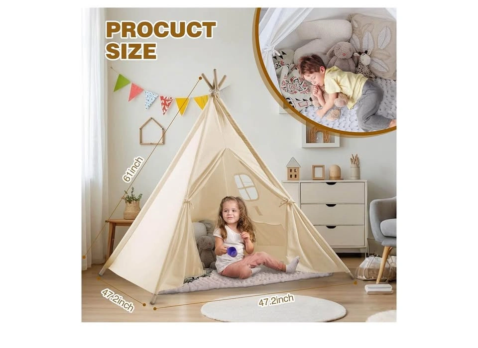 Kids Teepee Play Tent | White Canvas | Monobeach | With Box - photo 2