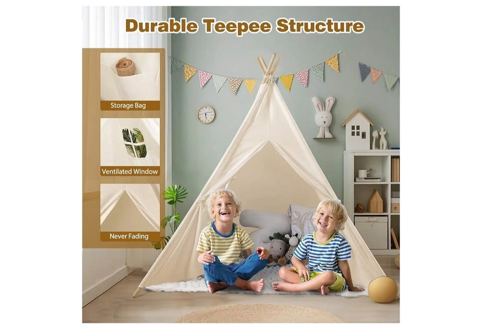 Kids Teepee Play Tent | White Canvas | Monobeach | With Box - photo 3