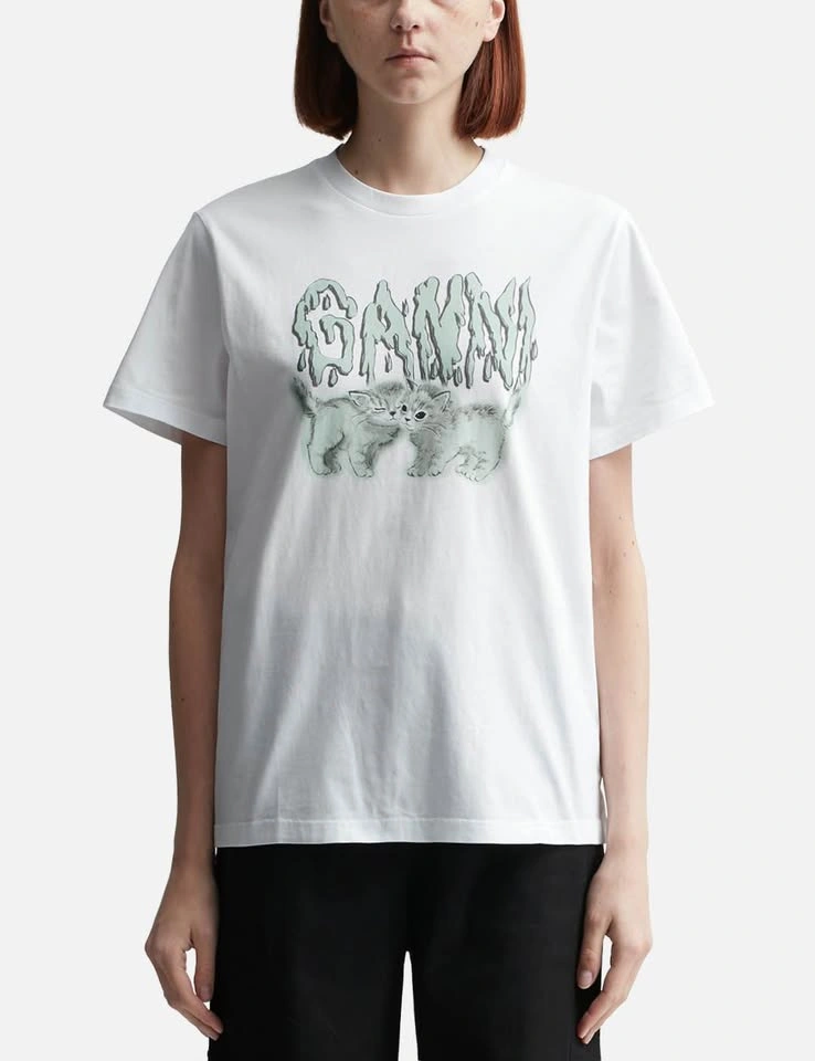 GANNI LOVE CATS RELAXED BASIC JERSEY T-SHIRTS - photo 2