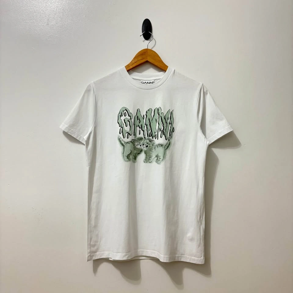 GANNI LOVE CATS RELAXED BASIC JERSEY T-SHIRTS - photo 3
